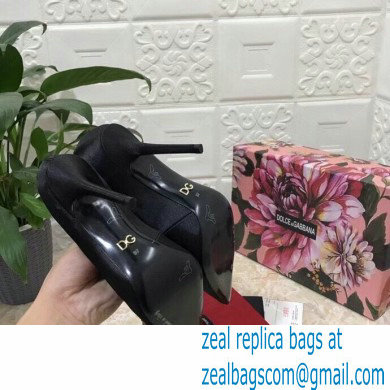 Dolce  &  Gabbana Heel 10.5cm Satin Pumps Black with Crystal Bow 2021